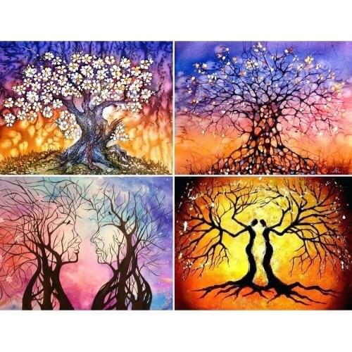 PDMDOG Diamond Painting Full Square Landscape Tree 5D DIY Diamond Embroidery Cross Stitch Kit Scenery Decor For Home Gift