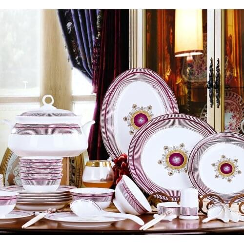 Dishes set household Jingdezhen high-quality bone porcelain tableware dishes ceramics plates Nordic high-end combination