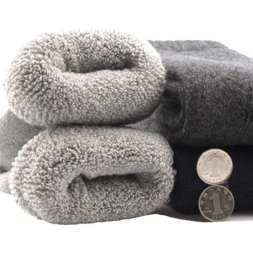 3 Pairs Mens Winter Socks Canada 30 Degrees Below Zero Resist Cold Wool Socks For Men Thicken Pile Socks Solid Color Warm Meias