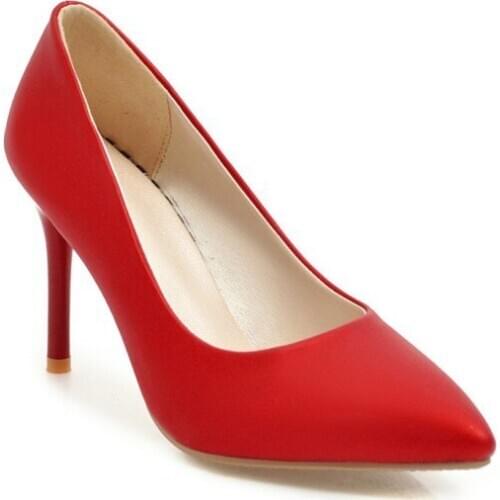 The new 2018 spring wedding shoe sexy pointed high heel with shallow mouth single shoes size 43 yards 32-1825