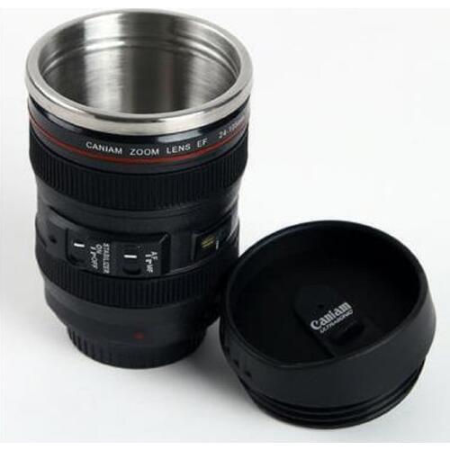 New Creative Lens Thermos Camera Travel Coffee Tea Cup Mug Lens Creative Cup Stainless Steel Brushed Liner Black Vacuum Flasks