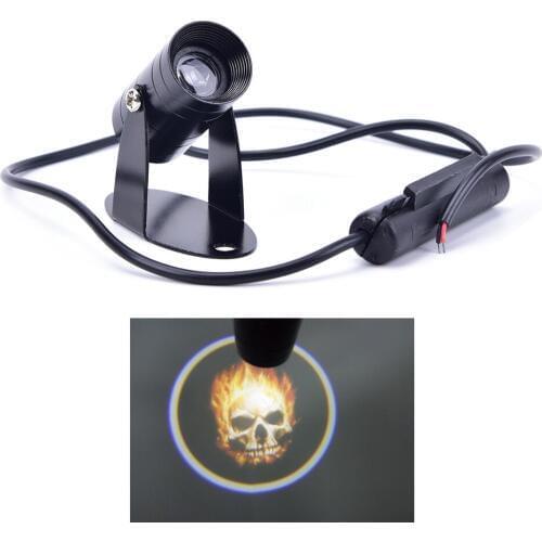 One Pcs 3D Ghost Rider Flaming Skull Badge Emblem Projection LED Light