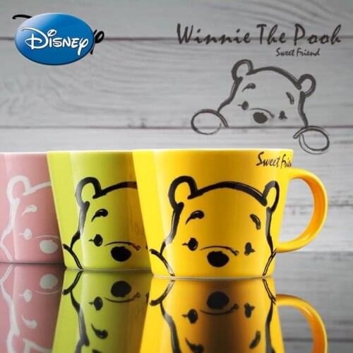 Disney Pooh Bear Authentic Ceramic Cup Creative Big Mouth Cute Cartoon Water Cup Coffee Cup Mug Couple Cup