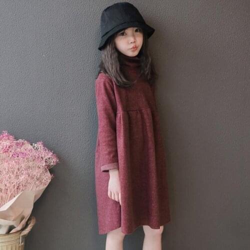Fall Winter Baby Toddler Teen Clothing Girls Dress Turtleneck Vestidos Long Sleeve Kids Party Dresses For Girl Children Costumes