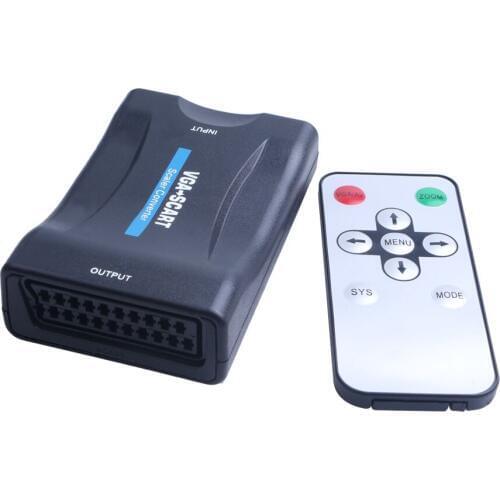 New VGA to SCART Video Audio Converter Adapter Digital Video Audio TV Signal Conversor With Remote Control VGA Cables