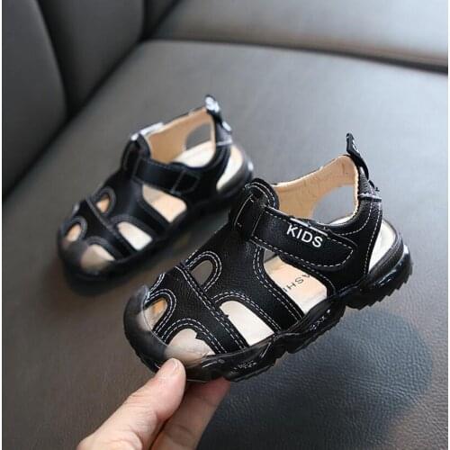 2021 Summer Kids Pu Leather Sandals Baby Girls Casual Shoes Children Beach Sandals Boys Brand Black Shoes Fashion Sport Sandals