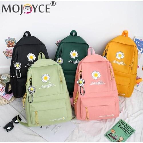 4pcs/Set Student School Backpacks Teenagers Girl Canvas Book Bag Satchel Mochila Outdoor Shopping Accessaries Supplies