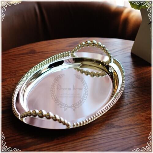 Modern large Oval Metal Plates wedding serving tray Desktop decoration Storage Tray breakfast trayMetal Dessert Plate trays 742