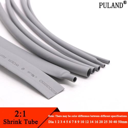 1Meter Grey Dia 1 2 3 4 5 6 7 8 9 10 12 14 16 20 25 30 40 50 mm Heat Shrink Tube 2:1 Polyolefin Thermal Cable Sleeve Insulated