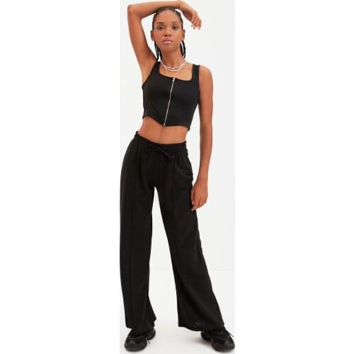 Trendyol Zip Detail Wide Leg Knit Bottom-Top Suit TWOAW22AU0086