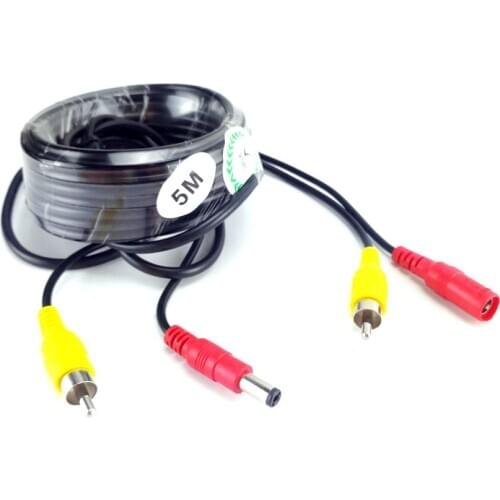 SMTKEY 5 meter RCA Video DC Cable for CCTV mic CVBS Camera for car camera 5m RCA video cable