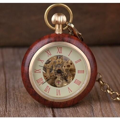 Vintage steampunk mechanical pocket watch male and female hollow bronze pocket watch