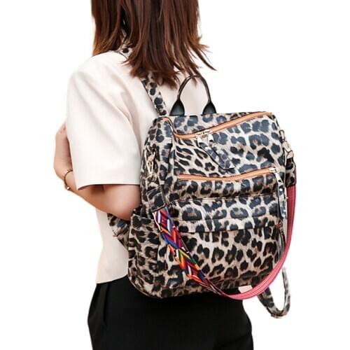 Soft Pu Leather Women Backpack 2020 Luxury Fashion Ladies Travel Bag Trendy Leopard Print School Bags Female Student Backpacks