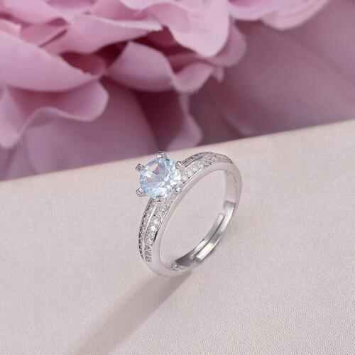 Fine Jewelry Rings For Women Sterling 925 Silver Natural 6*6mm Blue Topaz Round Gemstone Bridal Wedding Simple Ring R-TO004
