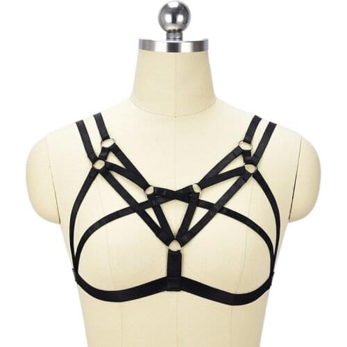 Womens Sexy Lingerie Hollow Cage Body Harness Bra Bandage Crop Top Bralette Bustier Underwear Bondage Lingerie garter belt