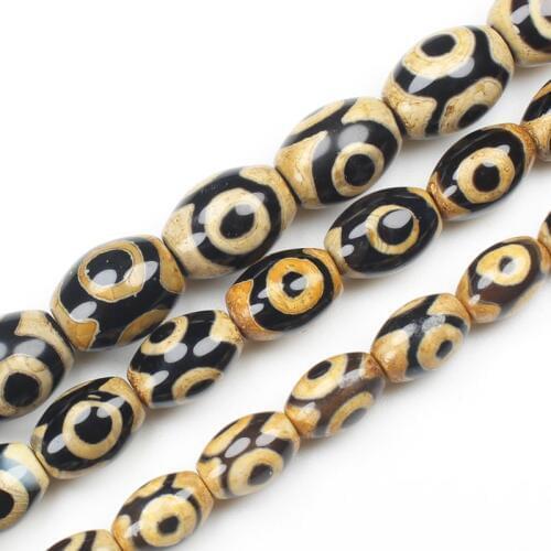 Teeth Yellow Antique Tibet Dzi agates 3eyes Drum shape Beads,For DIY Necklace Bracelat Jewelry Making