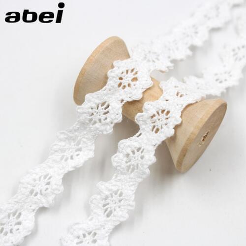 10yards/lot 1.5cm White Flower Lace Ribbon Cotton Lace Trims for Home Sofa Dress Weding Craft Scrapbooking DIY Sewing Patchwork