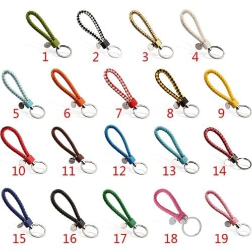 19 Colors Car Key Chain For Motorcycles Scooters Key Fobs Leather Rope Car Key Chain Men Women Small Wholesale