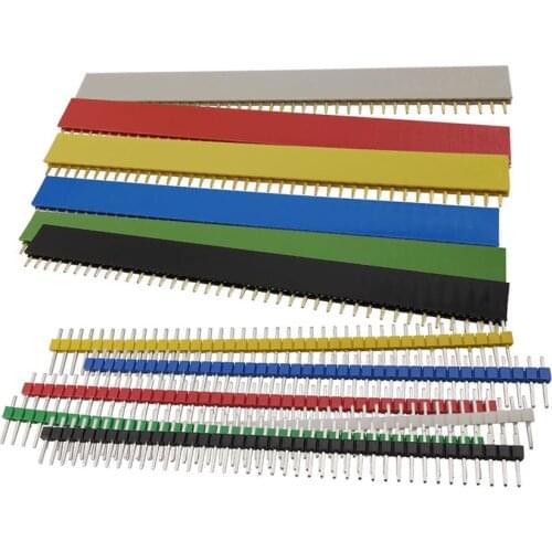 5Pair 40 Pin 1x40 Pin Single Row Male Female 2.54mm Colorful Pin Header 2.54 PCB Board JST Connector Strip for Arduino