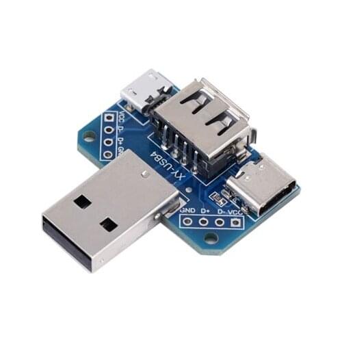 5pcs USB adapter board Male to female Micro usb Type-C 2.54mm 4P