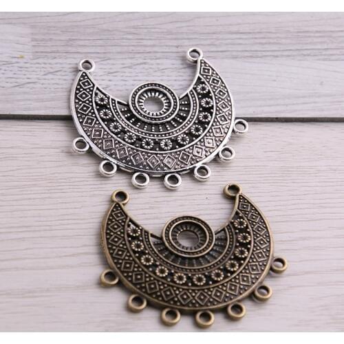 SWEET BELL 8PCS 39*43mm Two Color Necklace Charm Women Jewelry Fashion Porous Connector Pendant Necklace