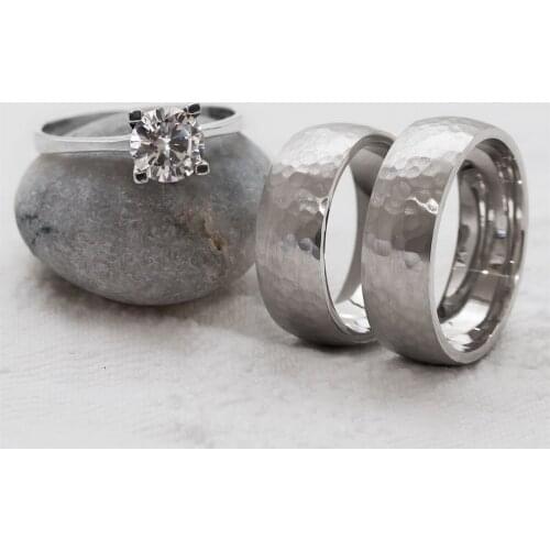 Ancl Mid-Patterned Double 925 K Silver Wedding Ring (Engagement Gift)