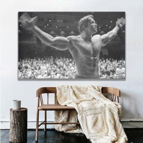 Arnold Schwarzenegger Bodybuilding Motivational Art Silk Poster Print Fitness Inspirational Picture for Room Wall Decor