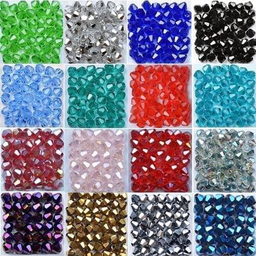 100pcs/Bag Grade AAA 4mm 5301 Seed Bicone Bead Wholesale 4 mm Bicone Roundlle Glass Crystal Beads 30 Color Pick