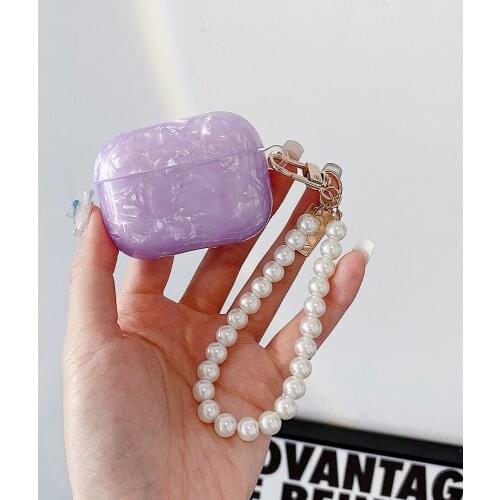 3D Glossy shell coin pearl bracelet Keychain Earphone soft case for Apple airpods 1 2 Pro Wireless Headset cover for airpod pro
