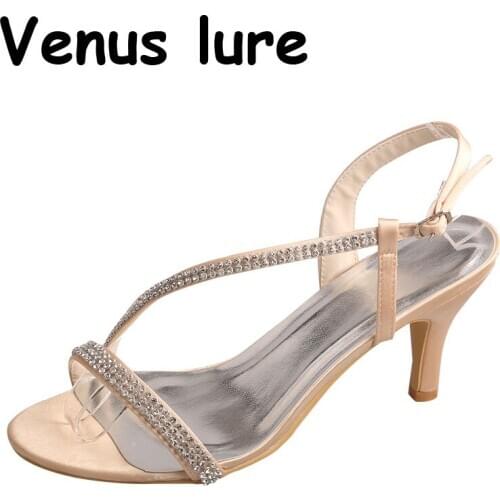 23 Colors Gold Wedding Shoes for Women Low Heel Sandals Rhinestones Size 5