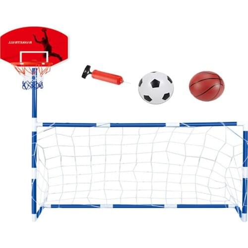 Kids Football Goal Boys Soccer Toy 2 In 1 Mini Basketball Children Basketball Hoop Training Practice Toys Outdoor Sport