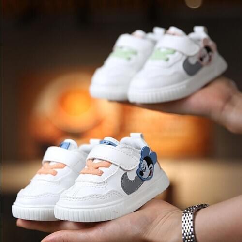 Disney Hot White Mickey Shoes For Baby Boy Girl Brand Children Sneaker Mickey Mouse Kids Fashion Shoes Toddler Walking Shoes