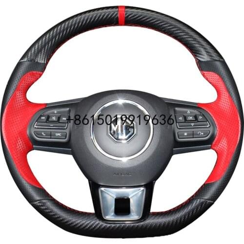 For MG6 MG3 HS ZS GS GT DIY Hand Sewn Car Steering Wheel Cover Top Carbon fiber leather