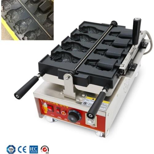 Electric open mouth ice cream bulldog head waffle maker machine Dog Head shaped Waffle maker Machine with Cartoon dog Mould