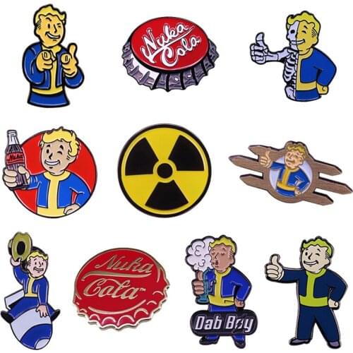 Fallouut V boy Enamel Pin Nuka Cola Brooch Video Game Colloctive Jewelry