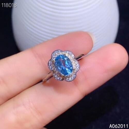 KJJEAXCMY fine jewelry natural blue topaz 925 sterling silver classic new women gemstone ring support test hot selling