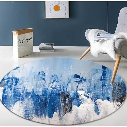 Nordic Blue White Glacier Round Living Room Carpet Modern Decoration Rug Non-slip Bath Mat On The Floor Coffee Table Chair Mat