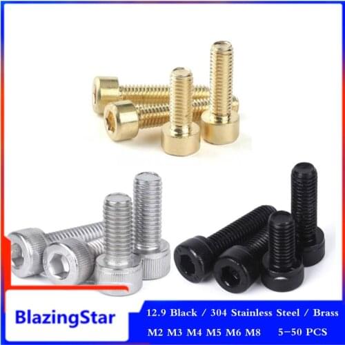 M2 M3 M4 M5 M6 M8 DIN912 Hex Allen Socket Cap Head Screw 304 Stainless Steel Brass Black Grade 12.9 Metric Diy Furniture Bolts