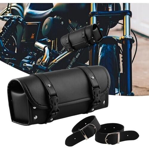 Motorcycle Fork Bag Waterproof Motorbike Handlebar Bag PU Leather Saddlebag Front Rear Side Frame Storage Pouch Cycling Tail Bag