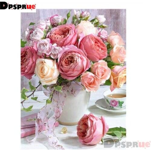 Dpsprue Diamond Painting Kit Cross stitch Full Square/Round Diamond Embroidery Flower 5D DIY Mosaic Home Decoration Gift DC05