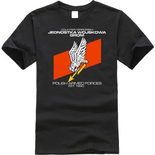 2019 New Summer Fashion Tee Shirt JW GROM Poland Elite Counter Terrorism Unit Special Force Military T-SHIRT S-3XL