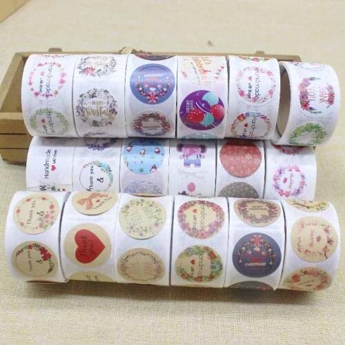 Cute animals Round Stickers 500pcs Floral Seal Labels Cute Paper Stickers For Wedding Party Envelope Stationery Stickers