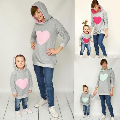 Family Matching Autumn Winter Hoodie Mother Daughter Sweatshirt Cotton Mom Daughter Kids Hoodies Fashion Family Matching Outfits