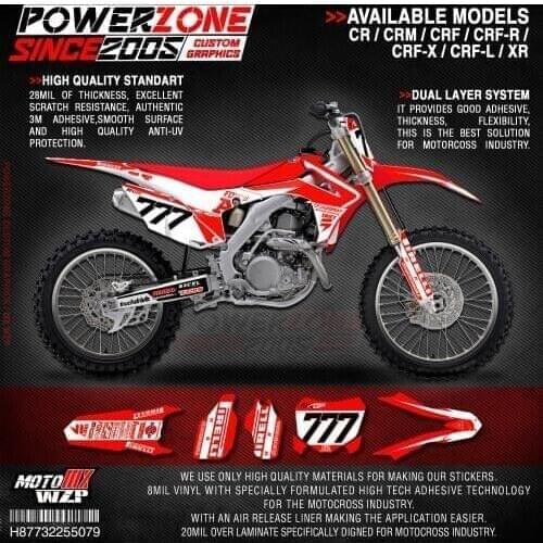 PowerZone Custom Team Graphics Backgrounds Decals 3M Stickers Kit For HONDA CRF250R 2014-2017 CRF450R 2013-2016 079