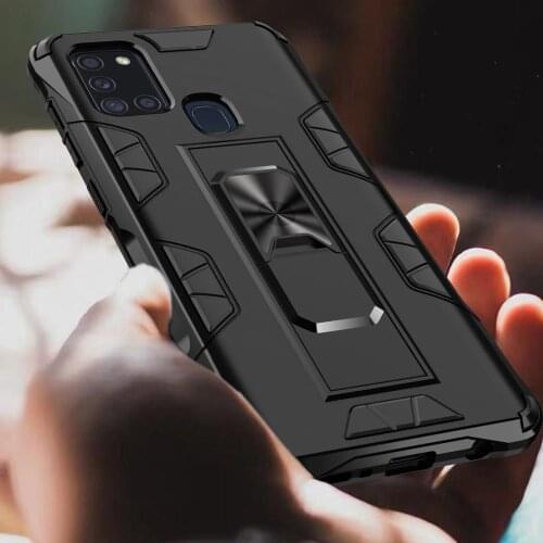 For Samsung Galaxy A21s A01 Core Shockproof Case Car Magnetic Ring Built-in Kickstand Cover for Galaxy M31 M30 M21 A10s A20s A20
