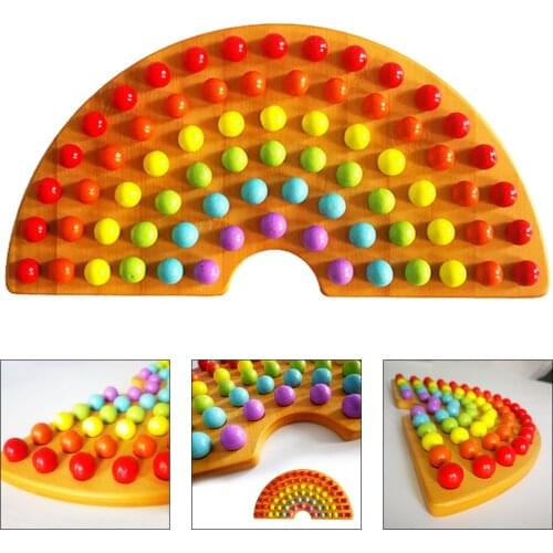 Rainbow Board Baby Montessori Educational Natural Wooden Toys Color Sorting Sensory Toys Kids Nordic Wood Toys for Children