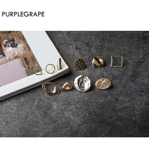 10pcs Basic alloy earrings DIY earrings jewelry accessories homemade materials square ring drop portrait card fashion fine