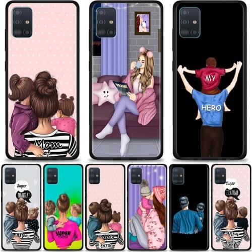 Phone Case For Samsung Galaxy A51 A71 5G A21s A11 A31 A41 A91 A72 A12 A02s Silicon coque Shell Super Dad Mom Cute Baby Girl Boy