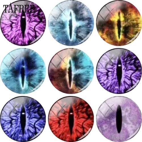TAFREE Cat Animal Eye Pictures 12mm-20mm Glass Beads Cabochon Cameo Pendant Settings DIY Jewelry