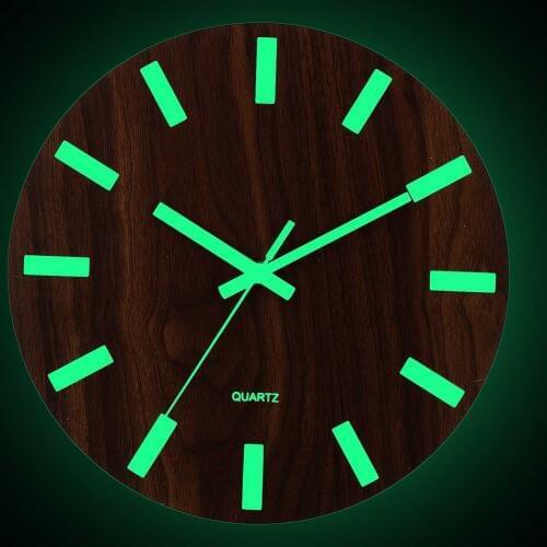 Luminous Wall Clock Modern Design Glow in Dark Decor Wood Quartz Silent 3D Wall Hanging Clock 12 Inch Living Room Bedroom